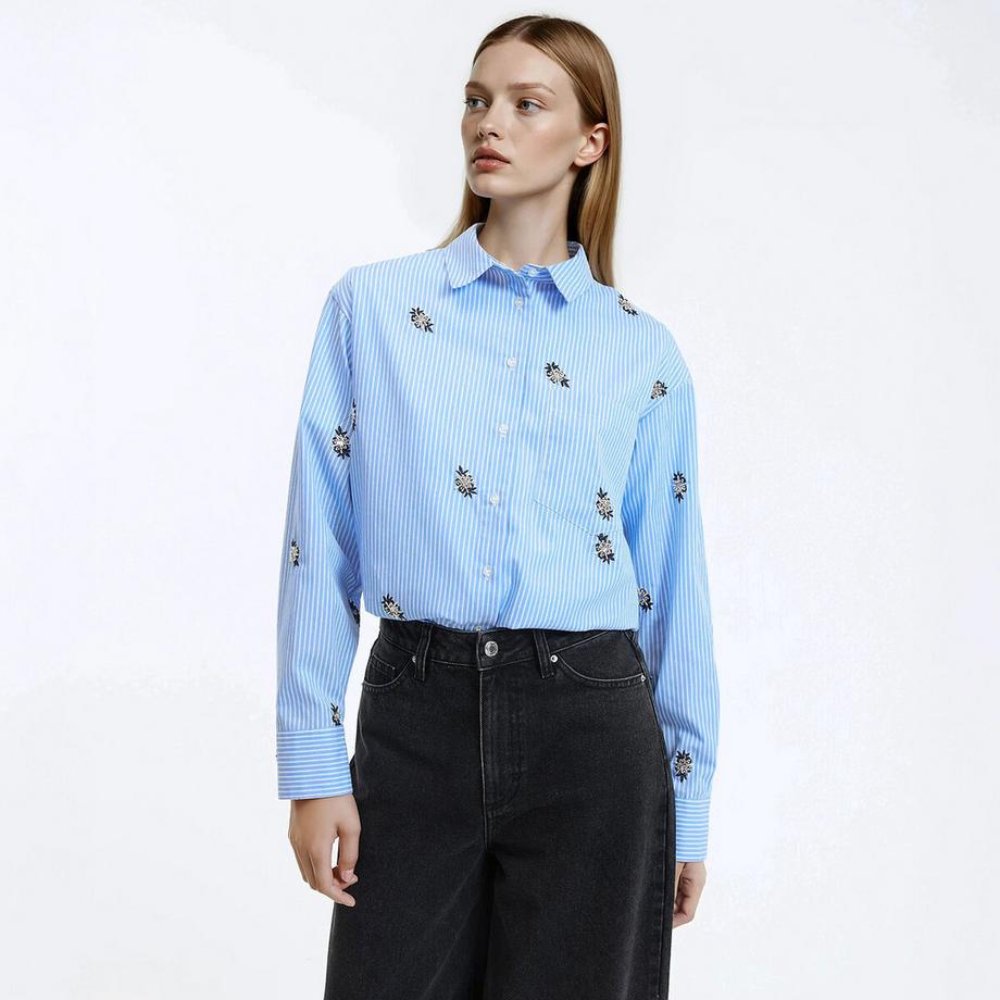 La Redoute Collections Chemise Rayée Coton Broderie  