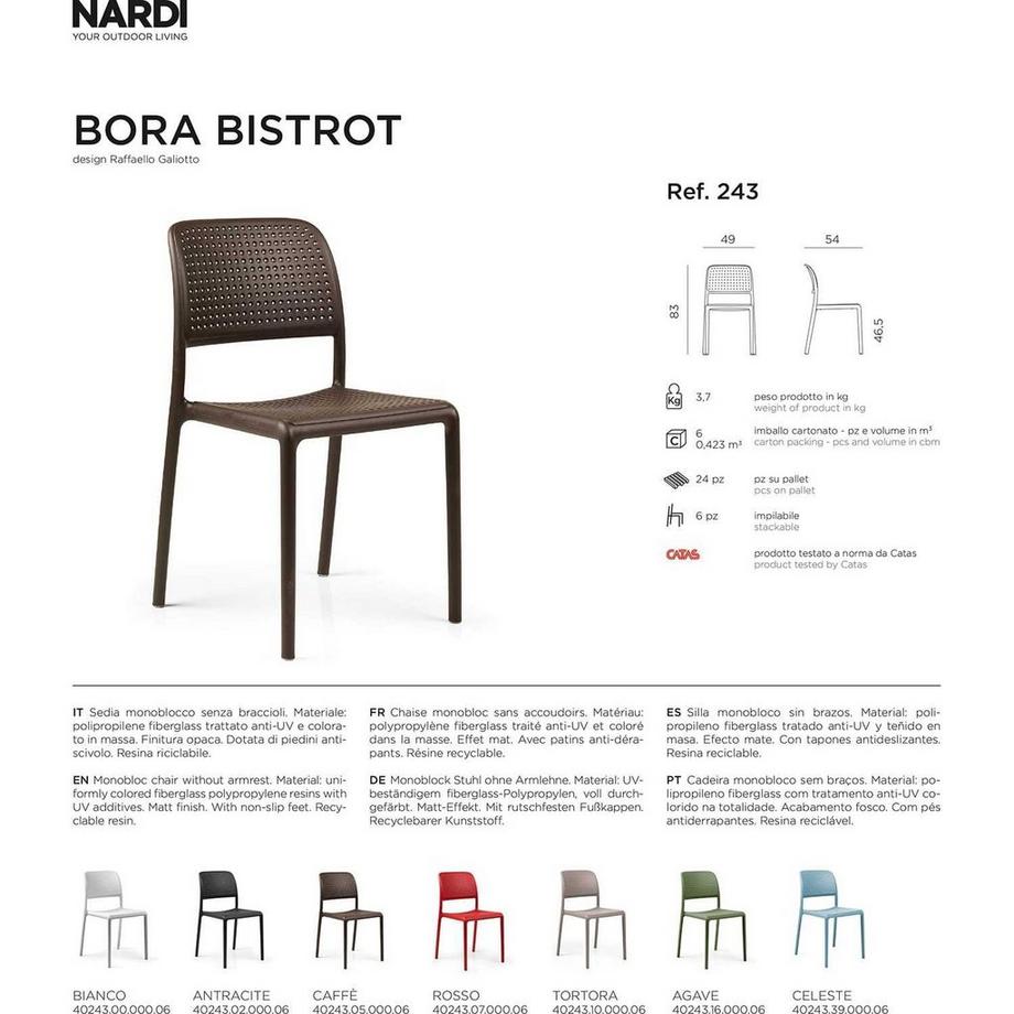 NARDI outdoor Sedia da giardino Bora Bistrot nera  