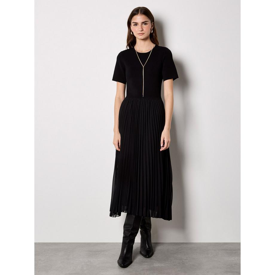 Rippstrick-Chiffonrock-Midikleid