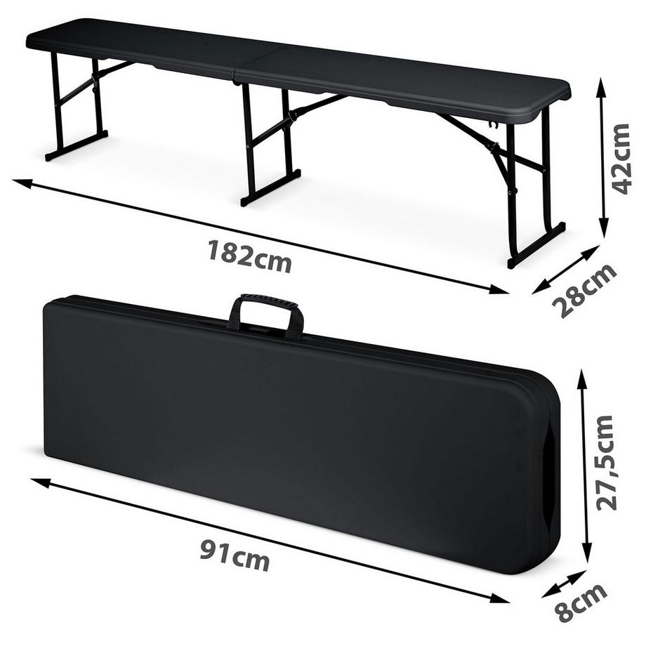 B2X Banc de jardin pliant pour restauration 180 cm Plonos noir  