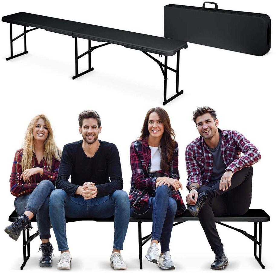 Banc de jardin pliant pour restauration 180 cm Plonos noir