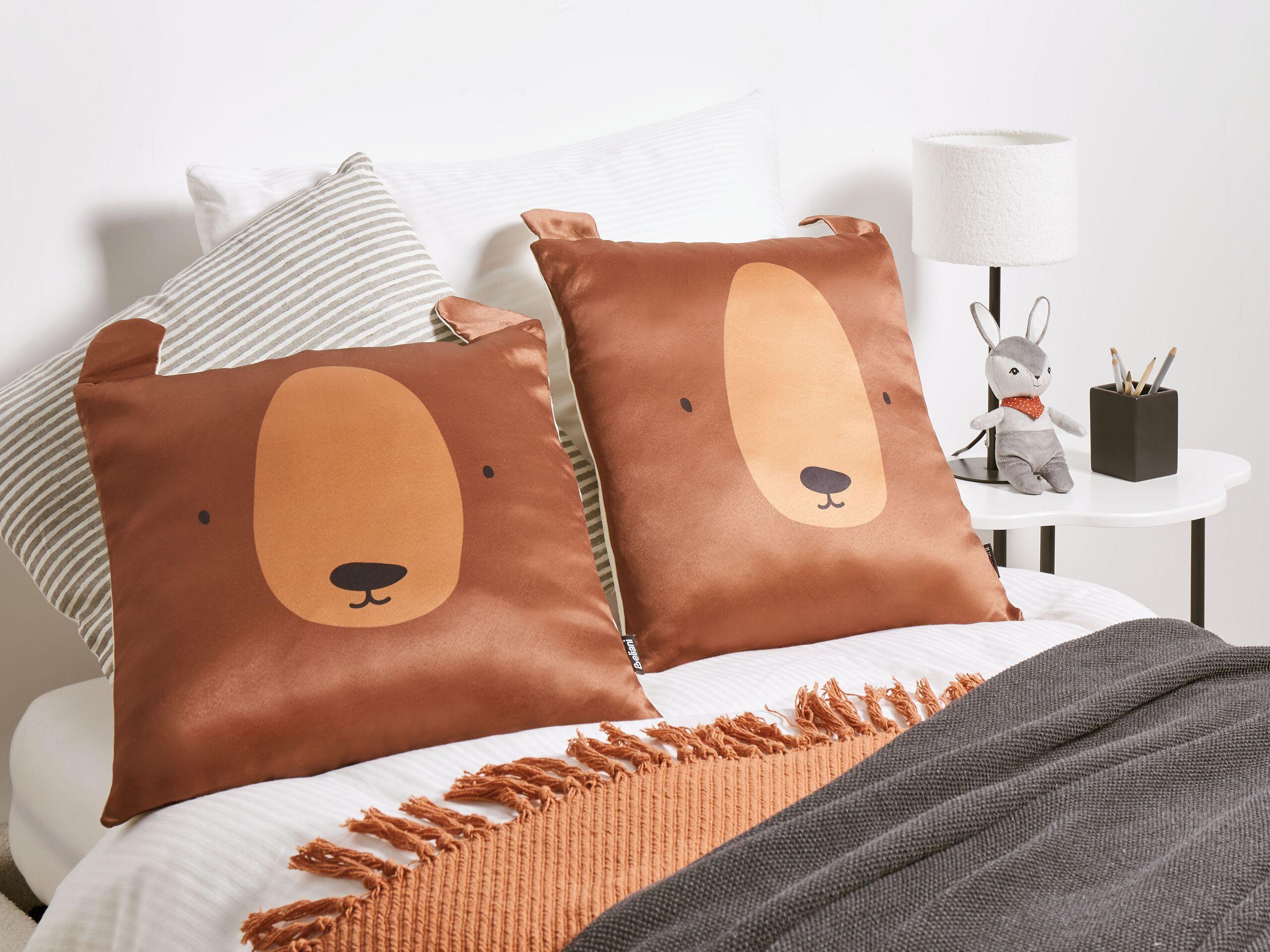 Beliani Lot de 2 coussins en Coton Moderne TEDDYBEAR  