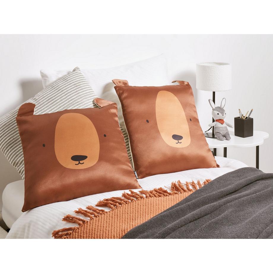 Beliani Dekokissen 2er Set aus Baumwolle Modern TEDDYBEAR  