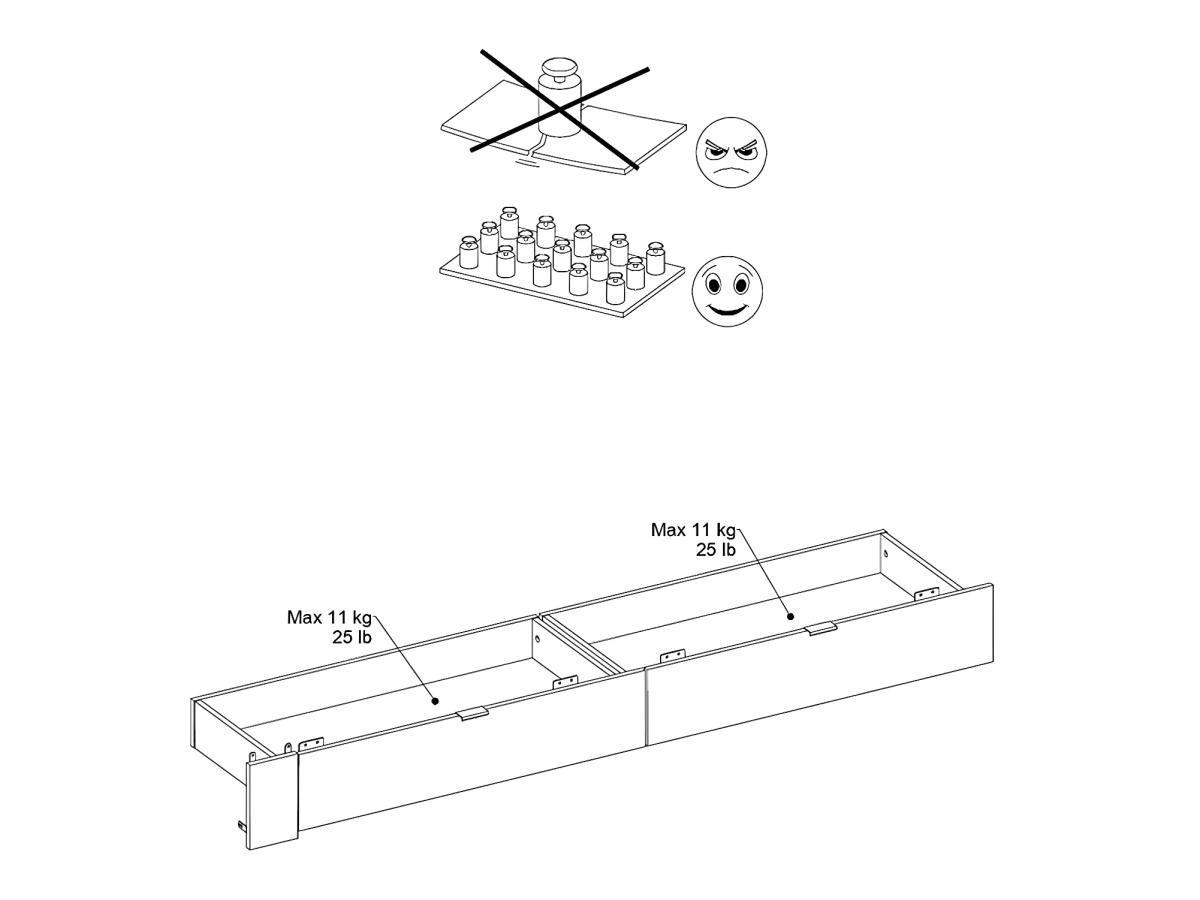 Vente-unique Letto con 2 cassetti 160 x 200 cm Naturale e Bianco lucido + Rete - VELONA  