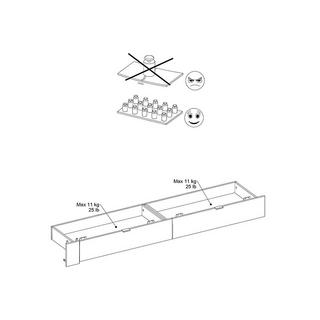 Vente-unique Letto con 2 cassetti 160 x 200 cm Naturale e Bianco lucido + Rete - VELONA  