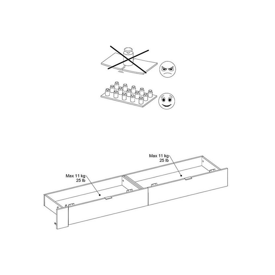 Vente-unique Lit avec 2 tiroirs 160 x 200 cm - Coloris : Naturel et blanc brillant + sommier - VELONA  