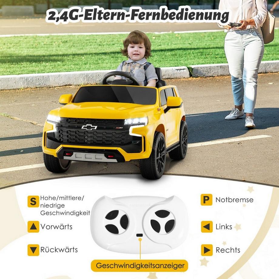 B2X  Voiture électrique Chevrolet pour enfants avec télécommande 2,4 G et amplificateur. Suspensions et amp; lumières et amp; Voiture enfant musicale 