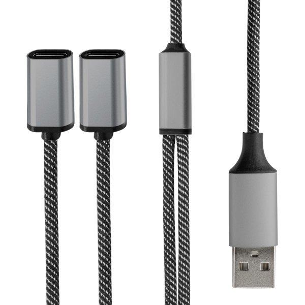 Image of 4smarts 456904 USB Kabel 0,2 m USB A 2 x USB C Schwarz, Grau