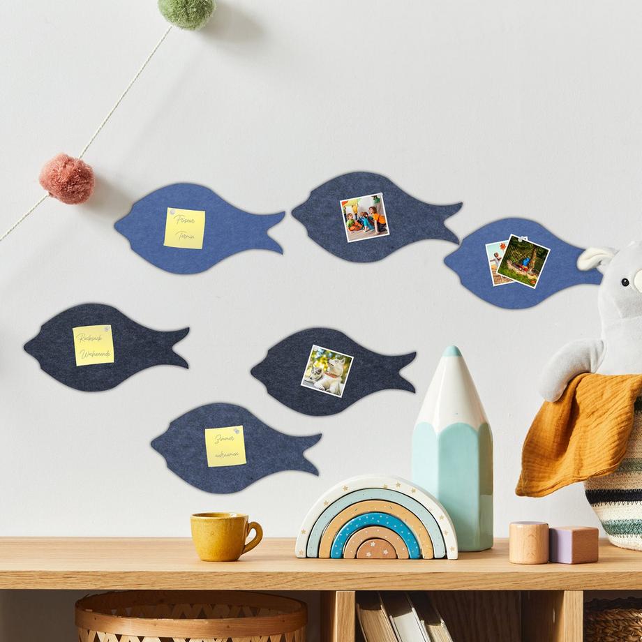 B2X  Bunte Pinnwand aus Filz - Fische - 6 Stk 