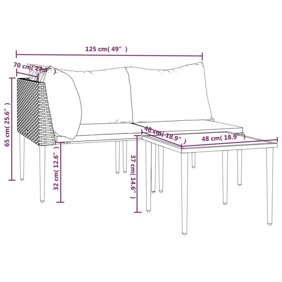 VidaXL Ensemble de salon de jardin rotin synthétique  