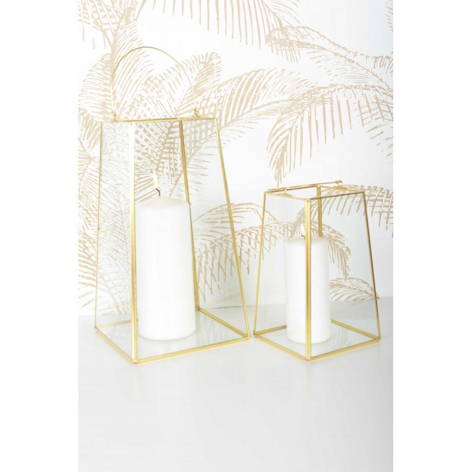 Aulica  Goldrand laterne mit griff h30cm 