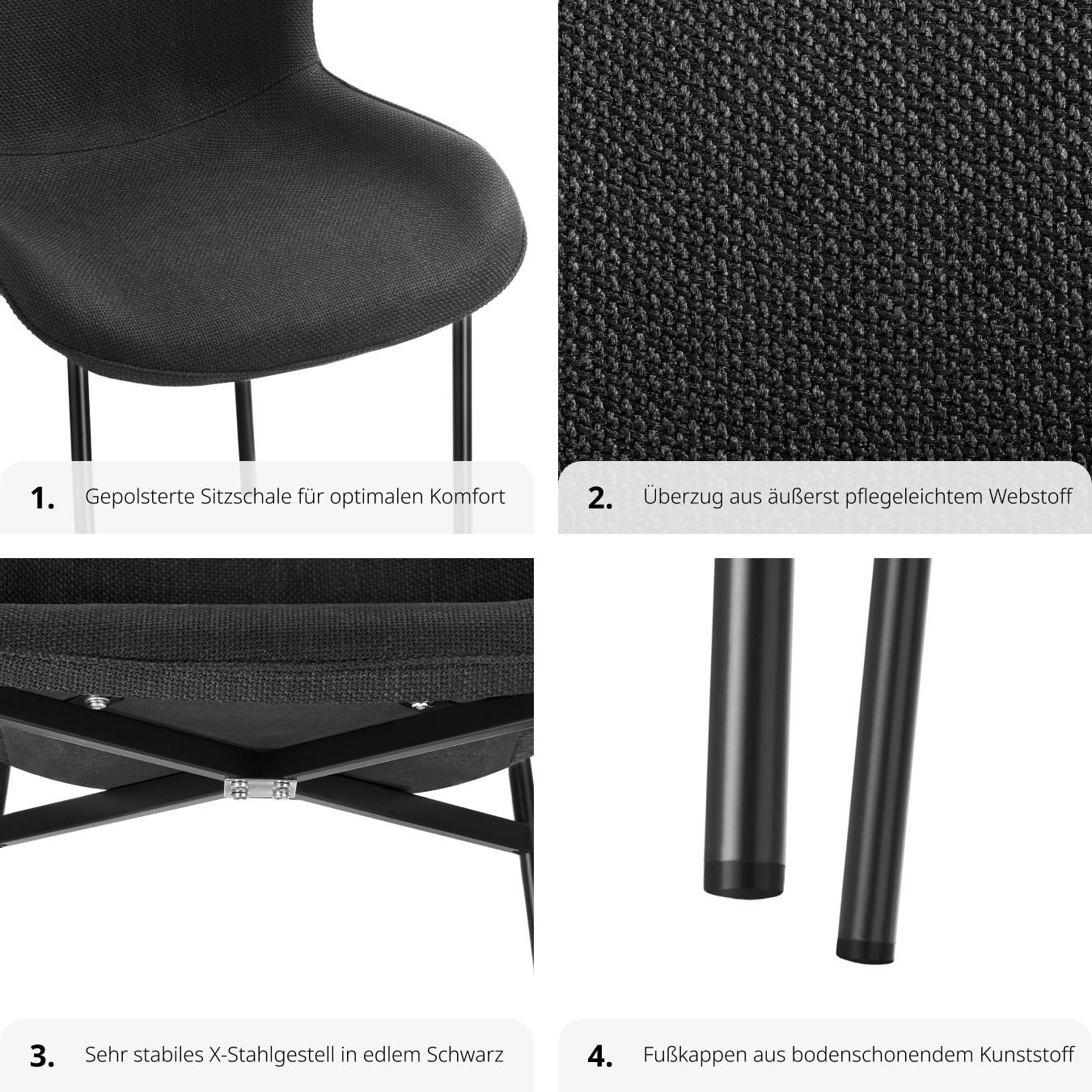 Tectake Polsterstuhl Tessa  