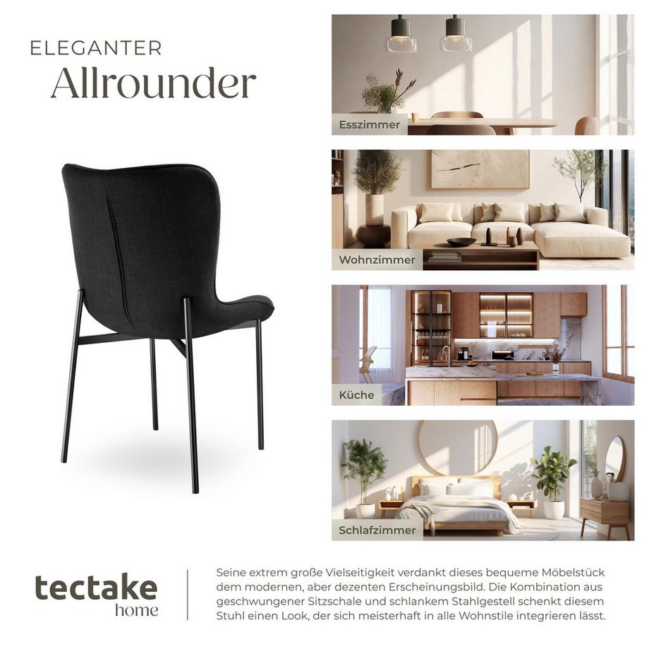 Tectake Chaise rembourrée TESSA forme ergonomique avec dossier haut  