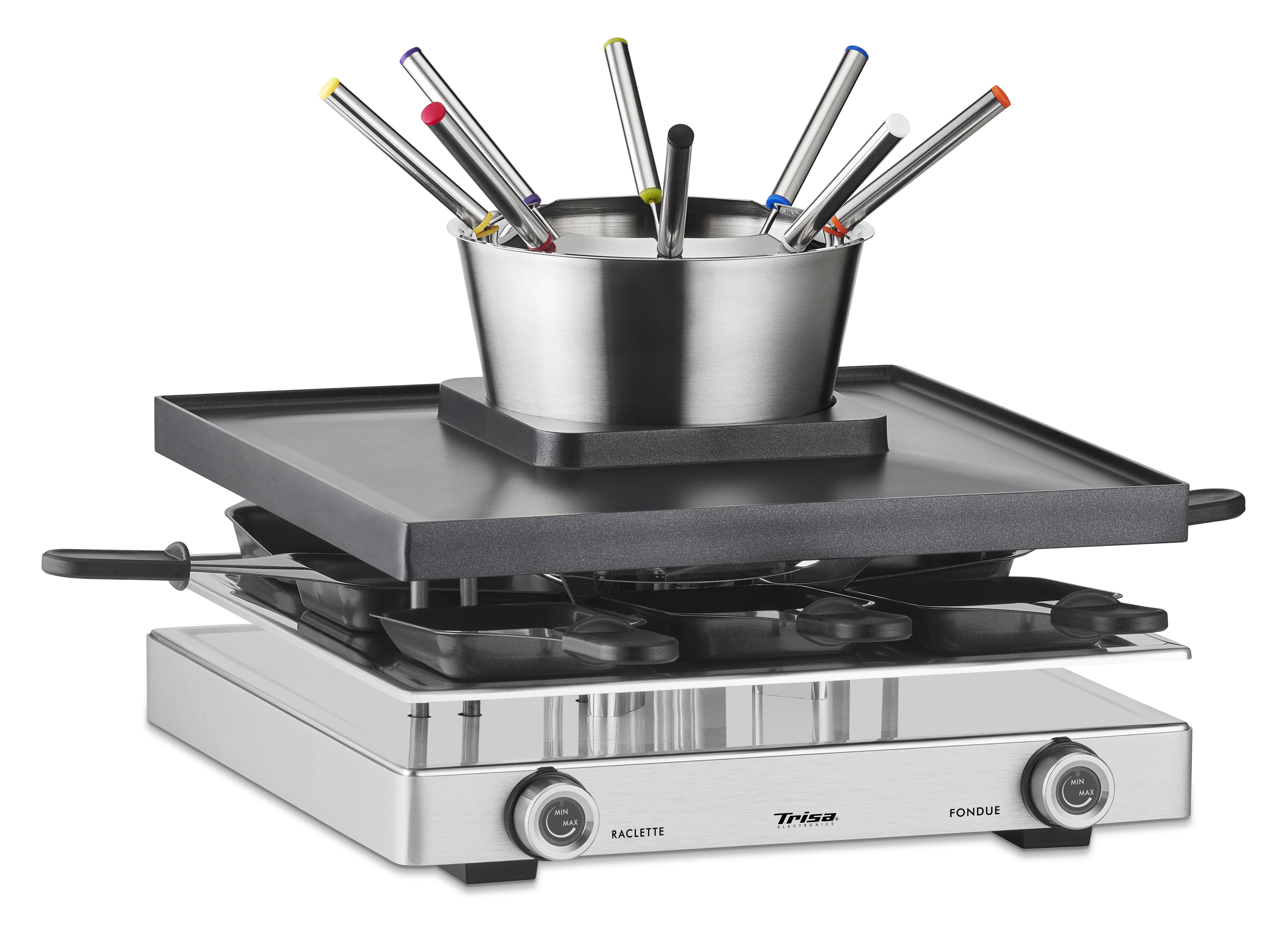 Trisa Electronics Trisa Electronics 7626.7545 raclette 8 personne(s) 1750 W Noir, Argent  