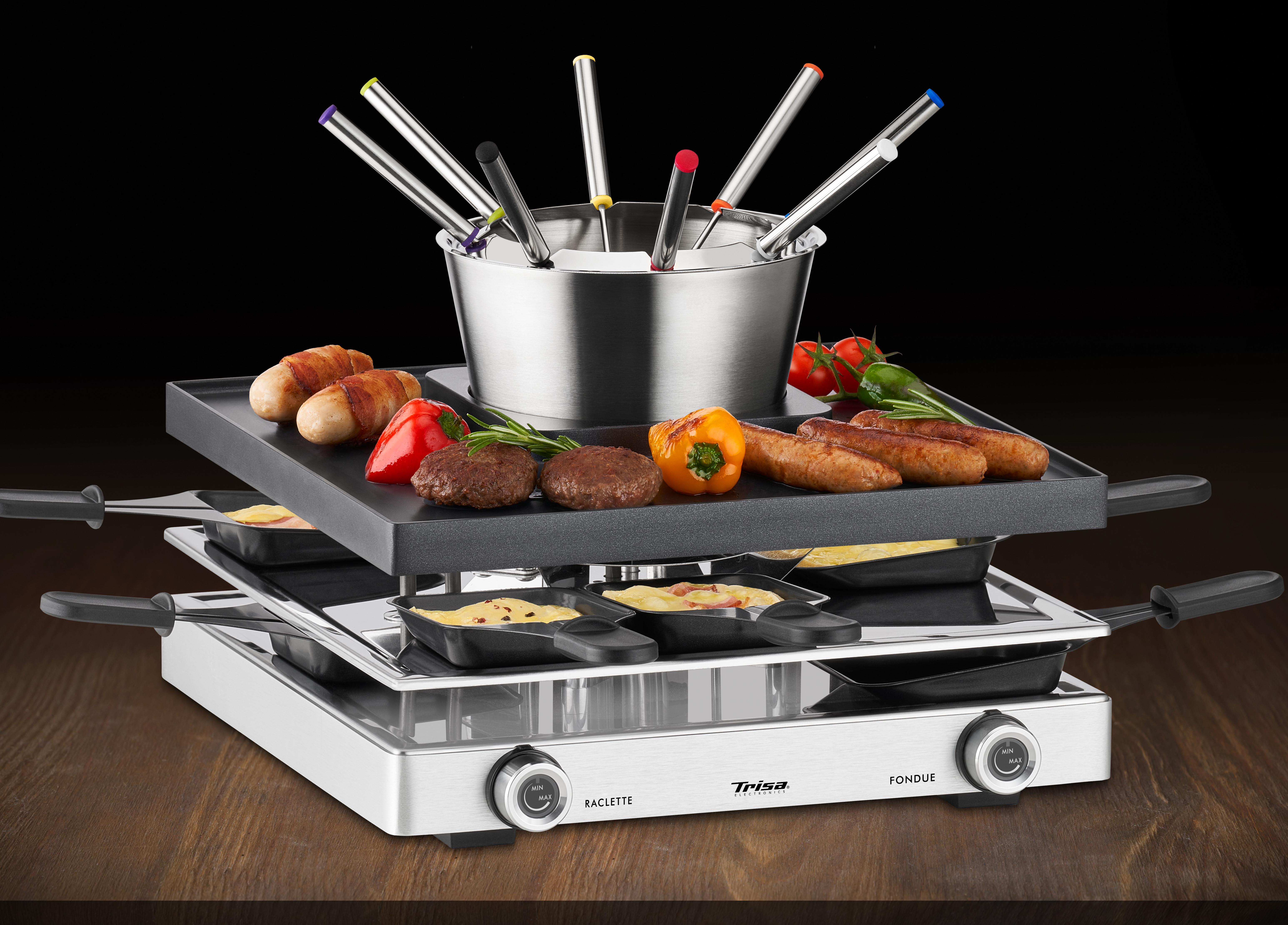 Trisa Electronics Trisa Electronics 7626.7545 raclette 8 personne(s) 1750 W Noir, Argent  