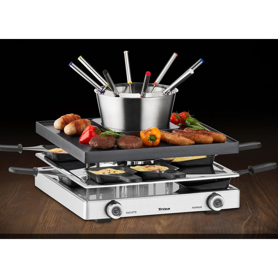 Trisa Trisa Electronics 7626.7545 griglia per raclette 8 persona(e) 1750 W Nero, Argento  