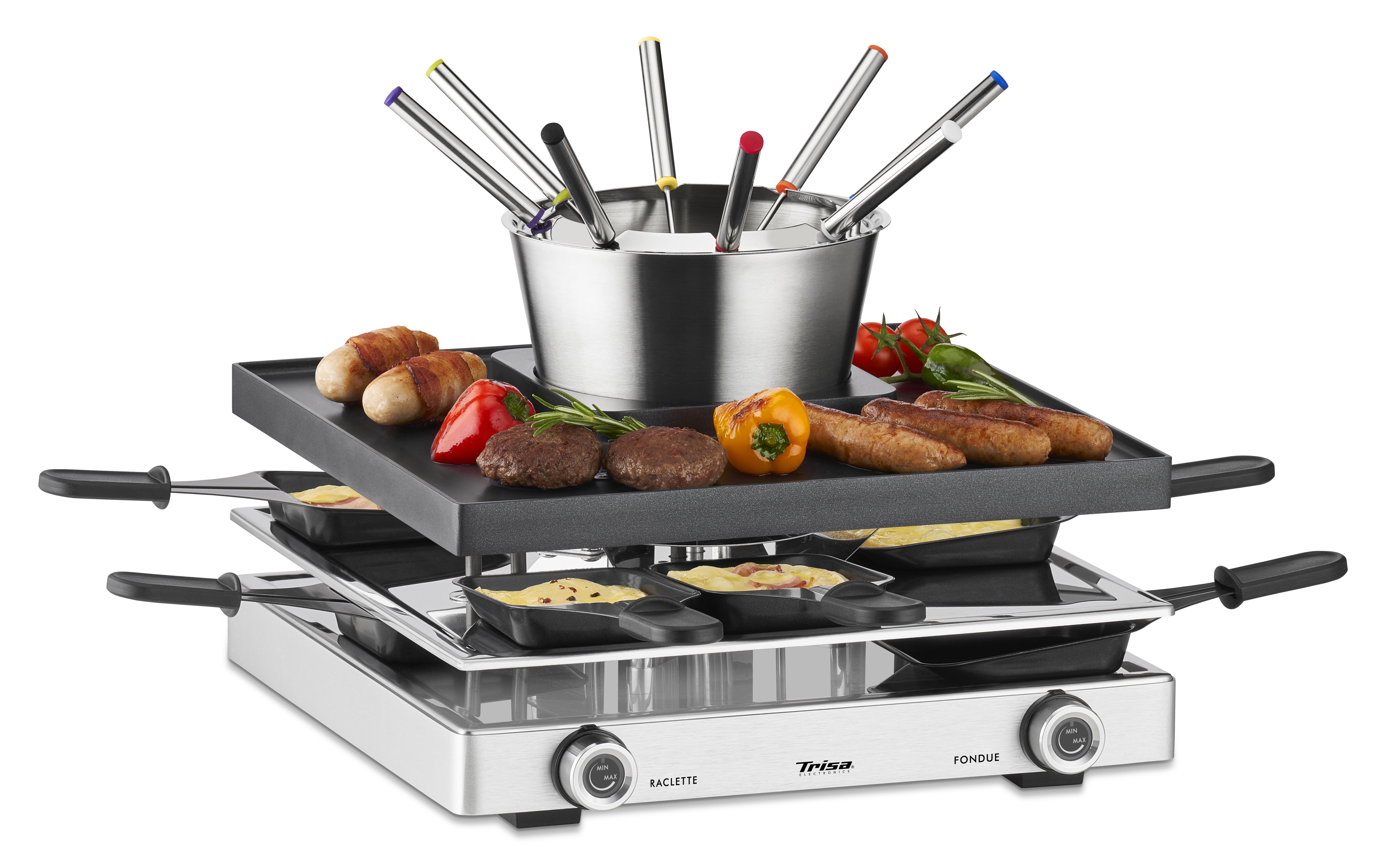 Trisa Electronics Trisa Electronics 7626.7545 raclette 8 personne(s) 1750 W Noir, Argent  