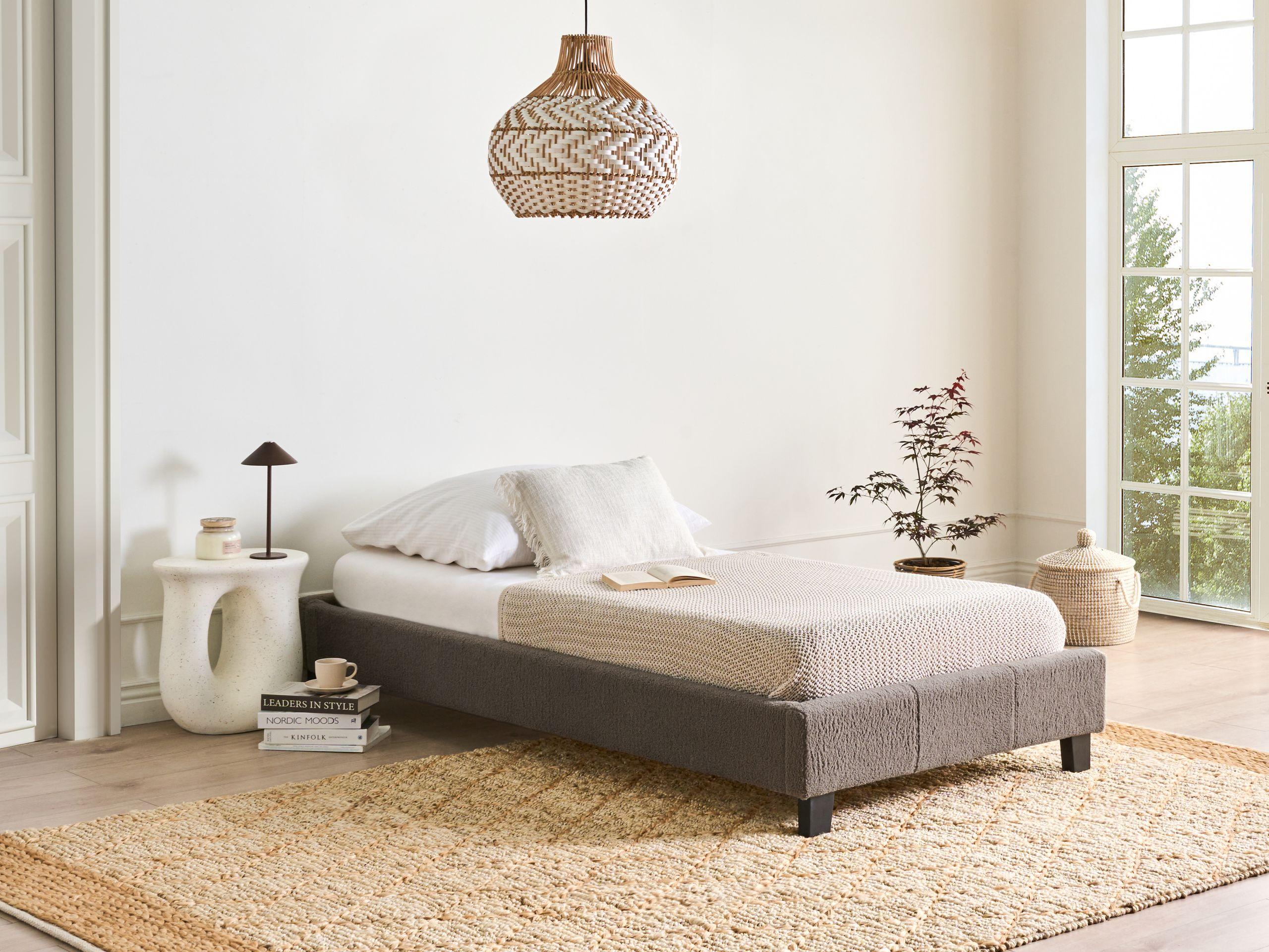 Beliani Letto senza testata en Bouclé Minimalista ROANNE  