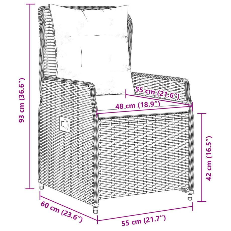 VidaXL Gartensessel verstellbar poly-rattan  