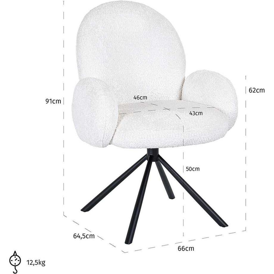 mutoni Chaise pivotante Jolie white sheep  
