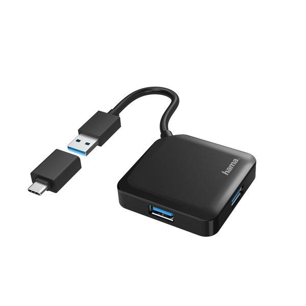 hama  00200116 hub & concentrateur USB 3.2 Gen 1 (3.1 Gen 1) Type-A + Type-C 5000 Mbit/s Noir 