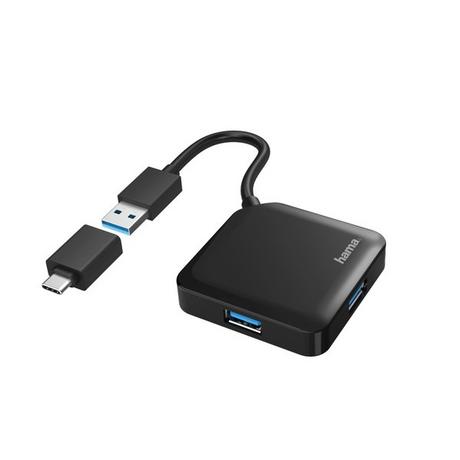 hama  00200116 hub & concentrateur USB 3.2 Gen 1 (3.1 Gen 1) Type-A + Type-C 5000 Mbit/s Noir 