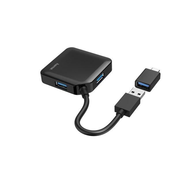 hama  00200116 hub & concentrateur USB 3.2 Gen 1 (3.1 Gen 1) Type-A + Type-C 5000 Mbit/s Noir 