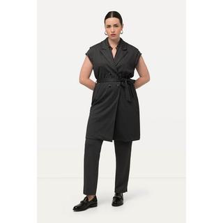 Ulla Popken Gestreifte doppelreihige ärmellose Weste mit Reverskragen  