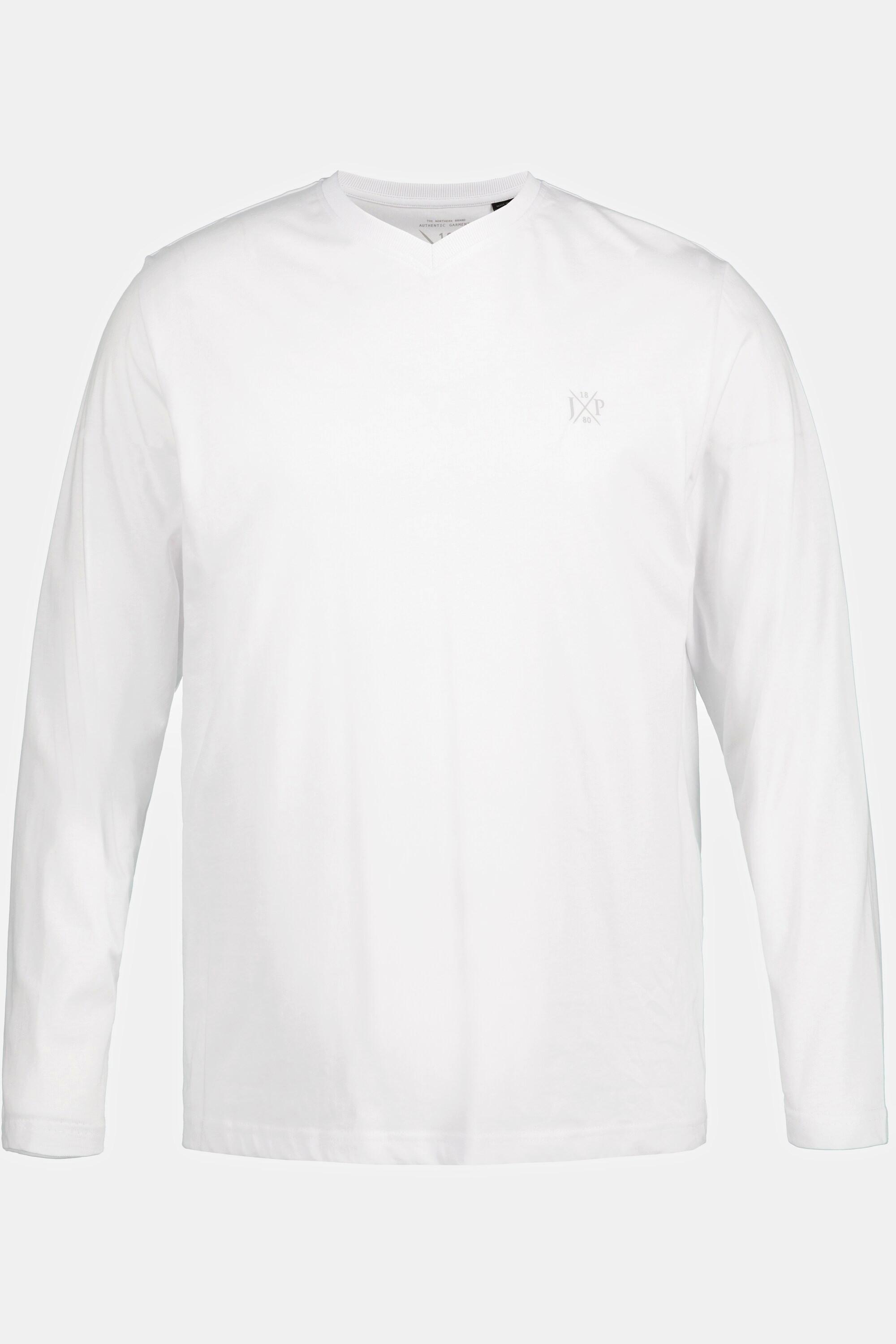 JP1880  T-shirt collection Basic, manches longues et col en V blanc neige 