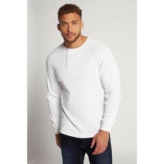 JP1880  Henley, Langarm, Rippjersey, Rundhals, Knopfleiste 