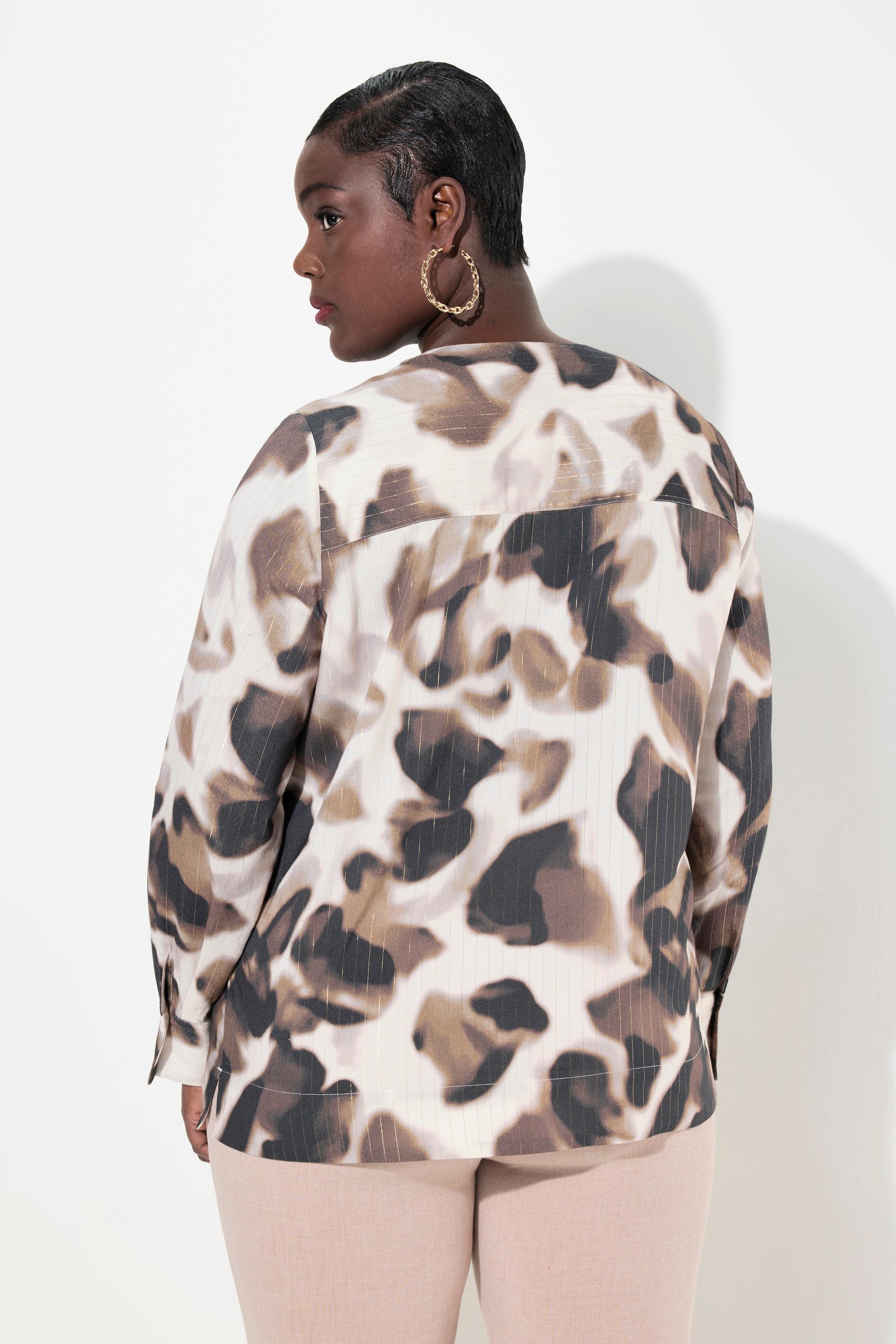 Ulla Popken Blouse Chemise Rayures Brillantes Col V Manches Longues  