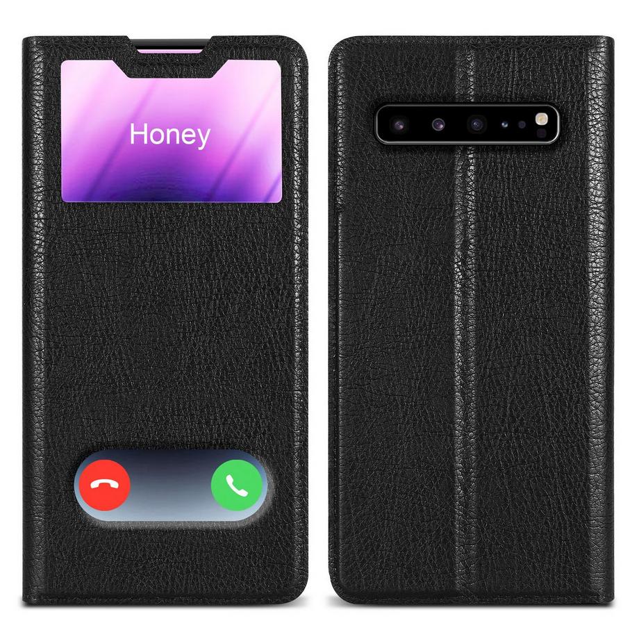 Housse compatible avec Samsung Galaxy S10 5G - Coque de protection avec fermeture magnétique, fonction de support et 2 fenêtres de visualisation