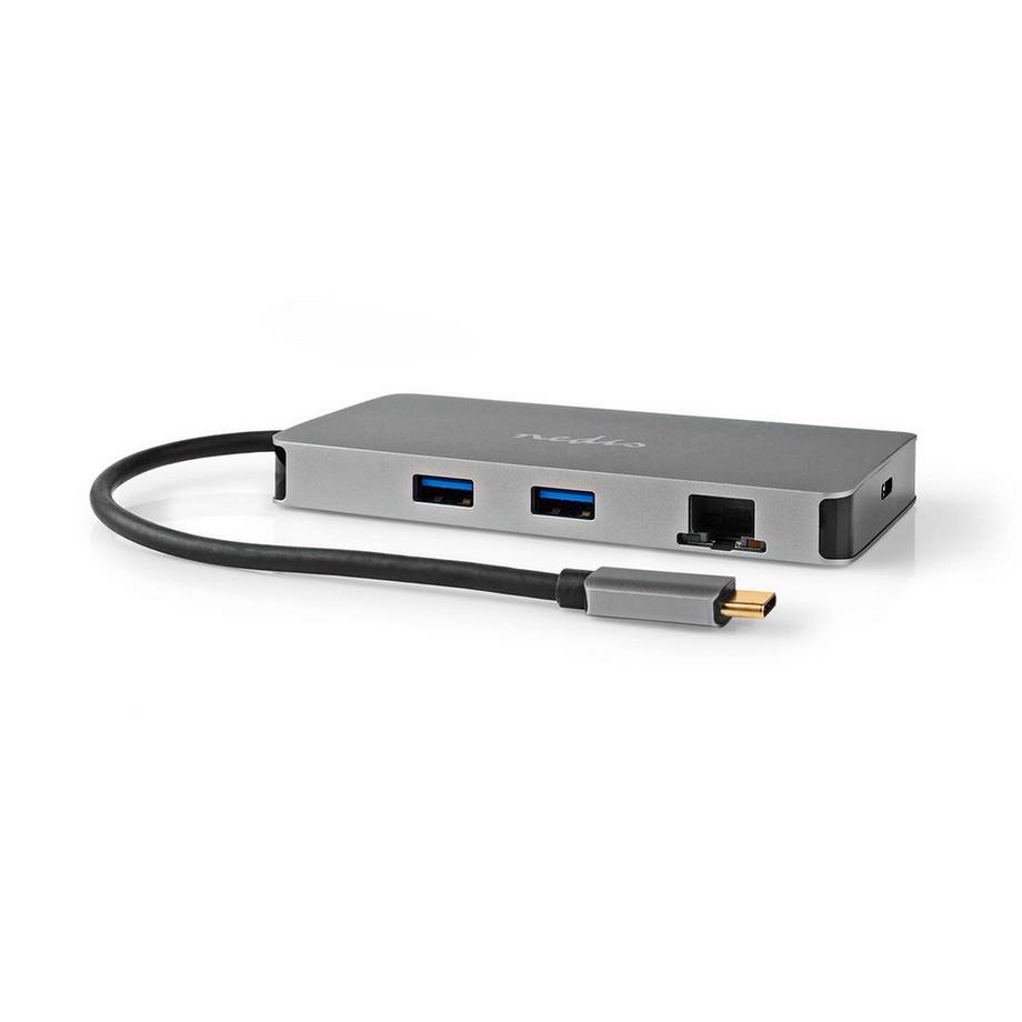 Nedis  USB-Multi-Port-Adapter | USB 3.2 Gen 1 | USB-C™ Stecker | Micro SD / RJ45 Buchse / SD / USB-C™ Buchse / 2x HDMI™ / 2x USB-A Buchse | 5 Gbps | 0,20 m | Rund | Vergoldet | PVC | Anthrazit | Box 