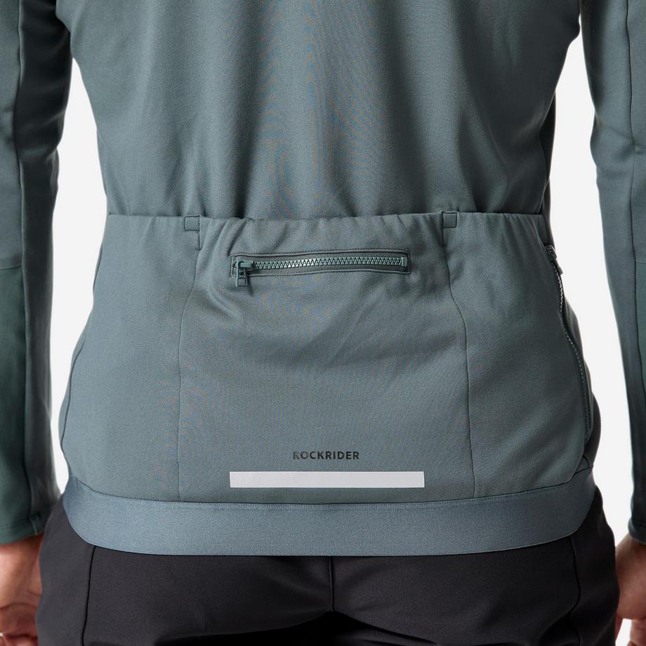 ROCKRIDER  Mountainbike-Trikot mit langen Ärmeln für die Zwischensaison, 500, Dunkelgrün 