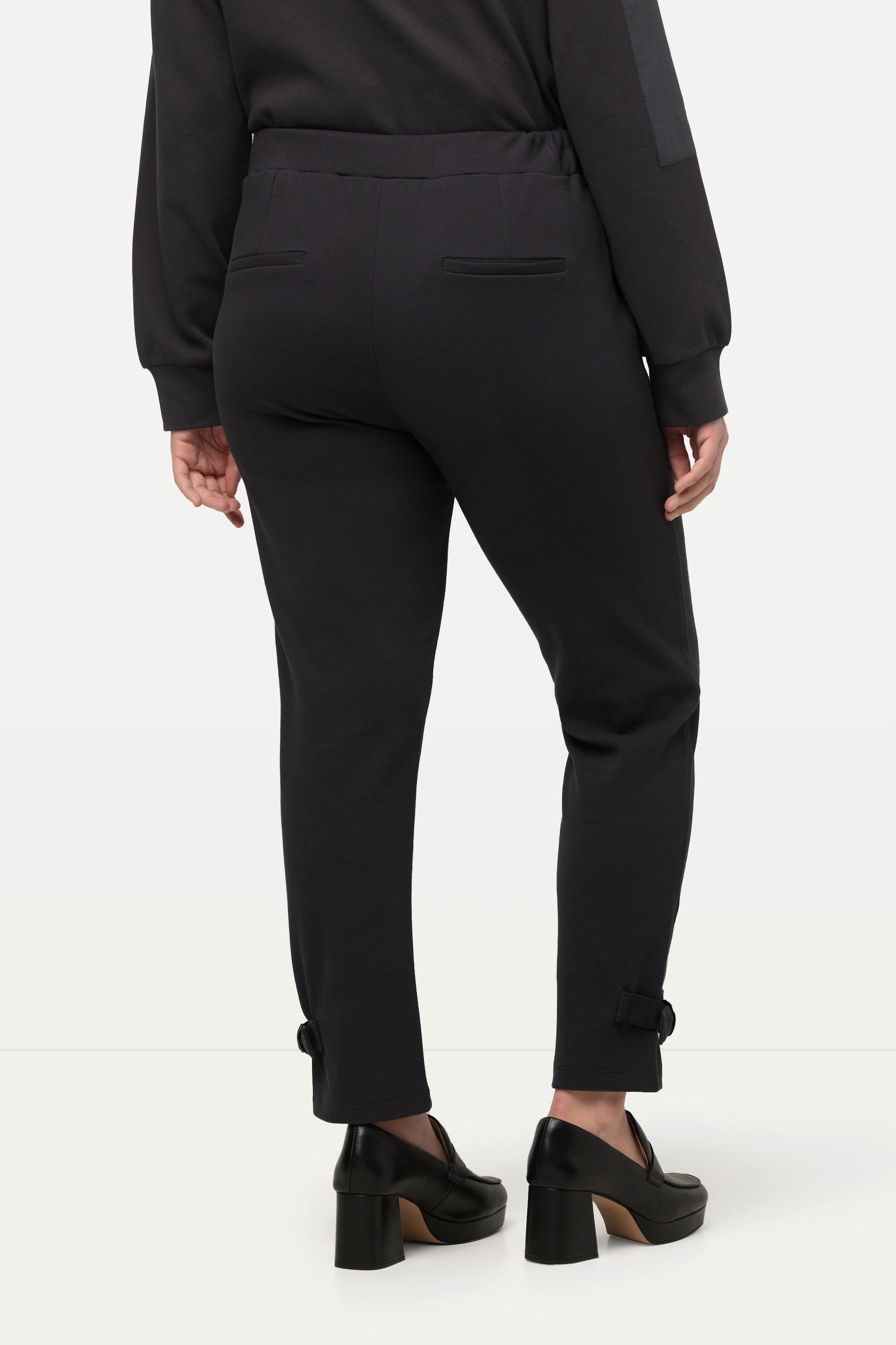 Ulla Popken  Pantalon 7/8 en jersey côtelé, taille élastique et ceinture nouée 