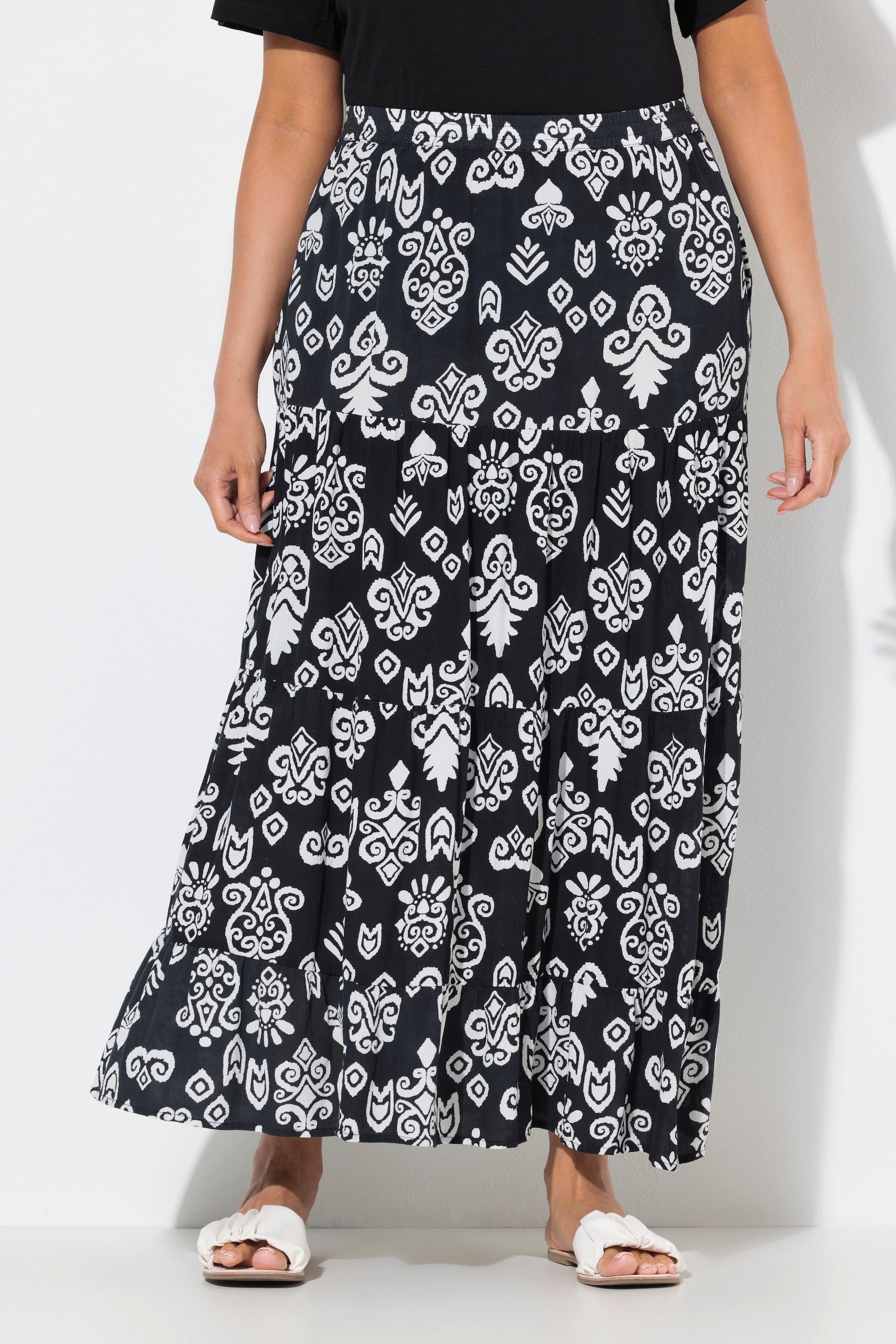 Ulla Popken Rock A-Linie Volants Elastikbund Taschen  