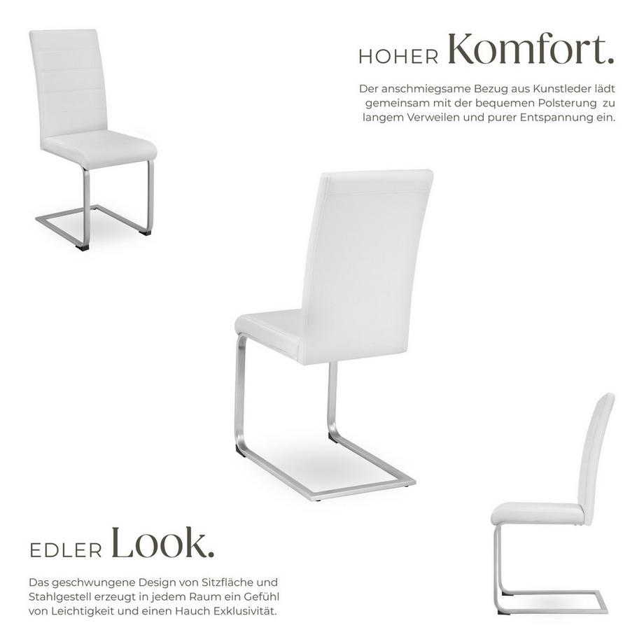 Tectake Ensemble de chaises de salle à manger BETTINA rembourré avec revêtement aspect cuir  