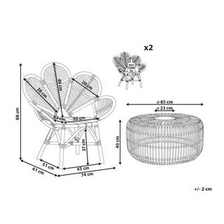 Beliani Ensemble pour bistro en Rotin Boho FLORENTINE II / RANDAZZO  