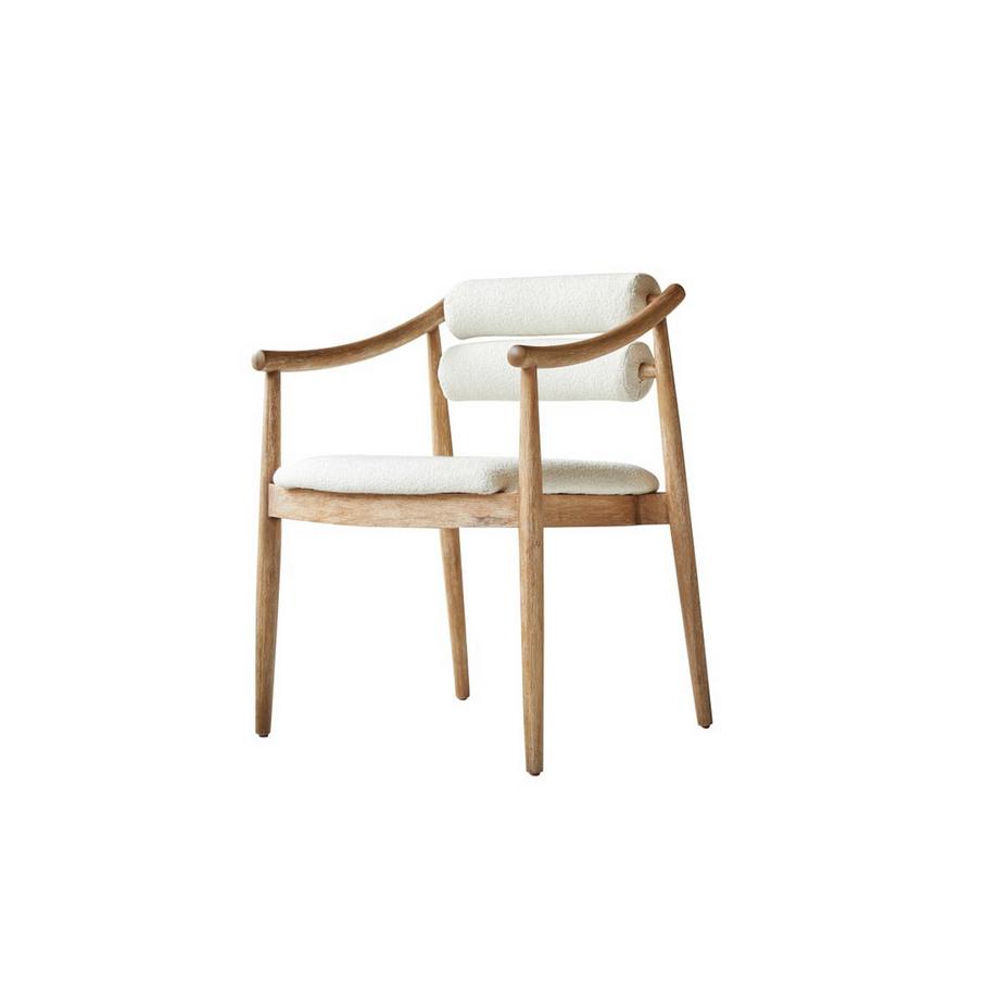 Sessel aus massivem Akazienholz und Boucléstoff – Colombe