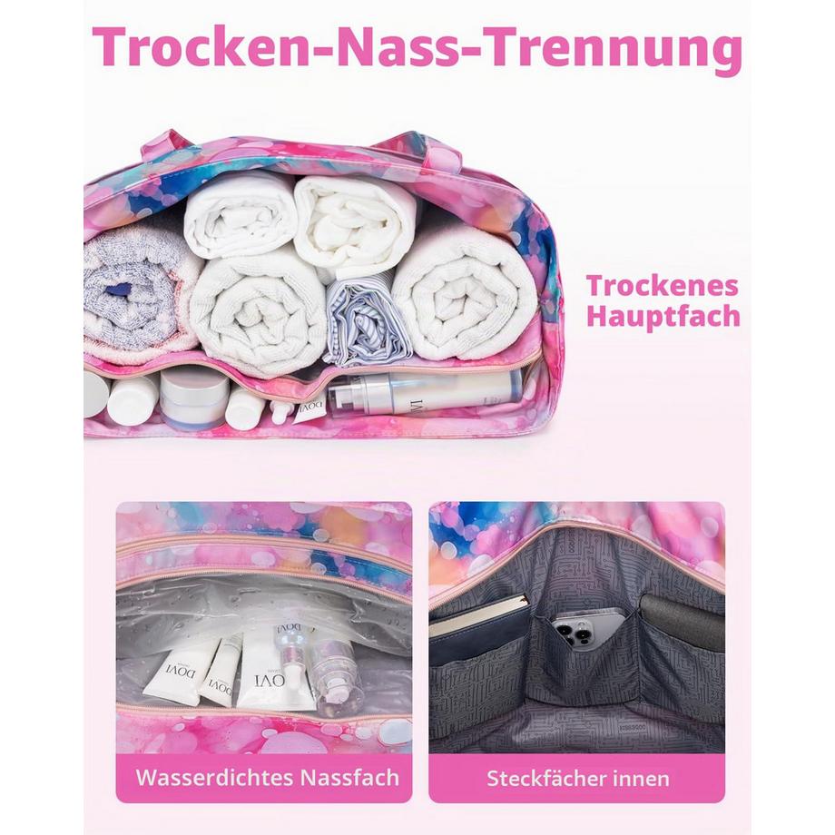 Only-bags.store Grosse Strandtasche mit Reissverschluss und Nassfach fürs Schwimmen  
