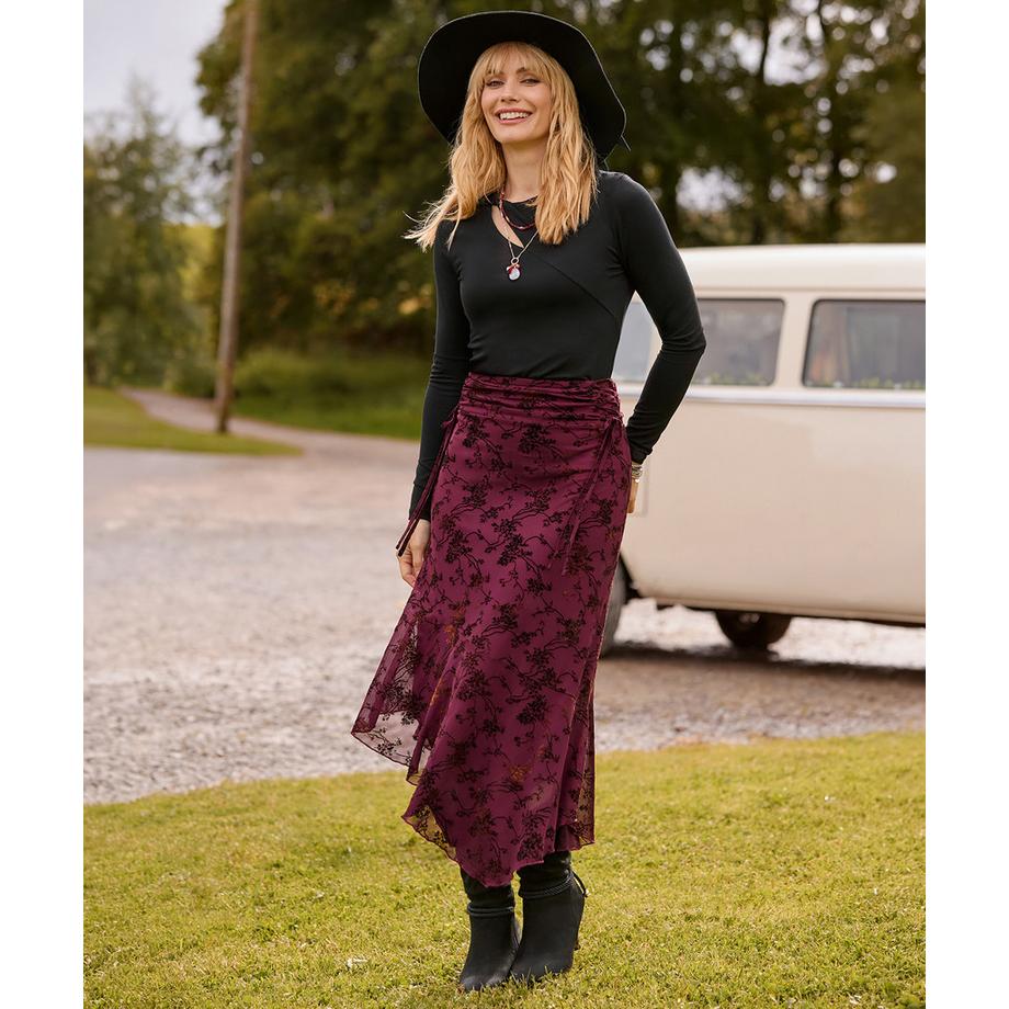 Joe Browns Jupe Asymétrique Floquée Fleurie à Détail Lacé  