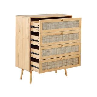 Beliani Commode à 4 tiroirs en Rotin Boho PEROTE  