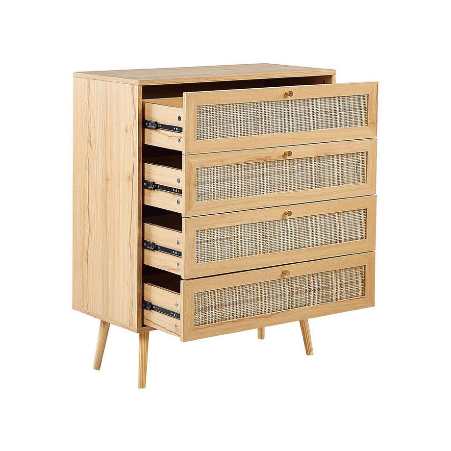 Beliani Cassettiera 4 cassetti en Rattan Boho PEROTE  