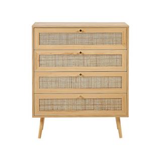 Beliani Commode à 4 tiroirs en Rotin Boho PEROTE  