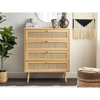 Beliani Commode à 4 tiroirs en Rotin Boho PEROTE  