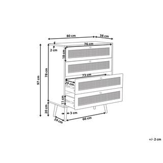 Beliani Commode à 4 tiroirs en Rotin Boho PEROTE  