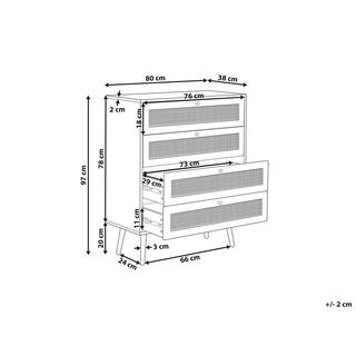 Beliani Cassettiera 4 cassetti en Rattan Boho PEROTE  
