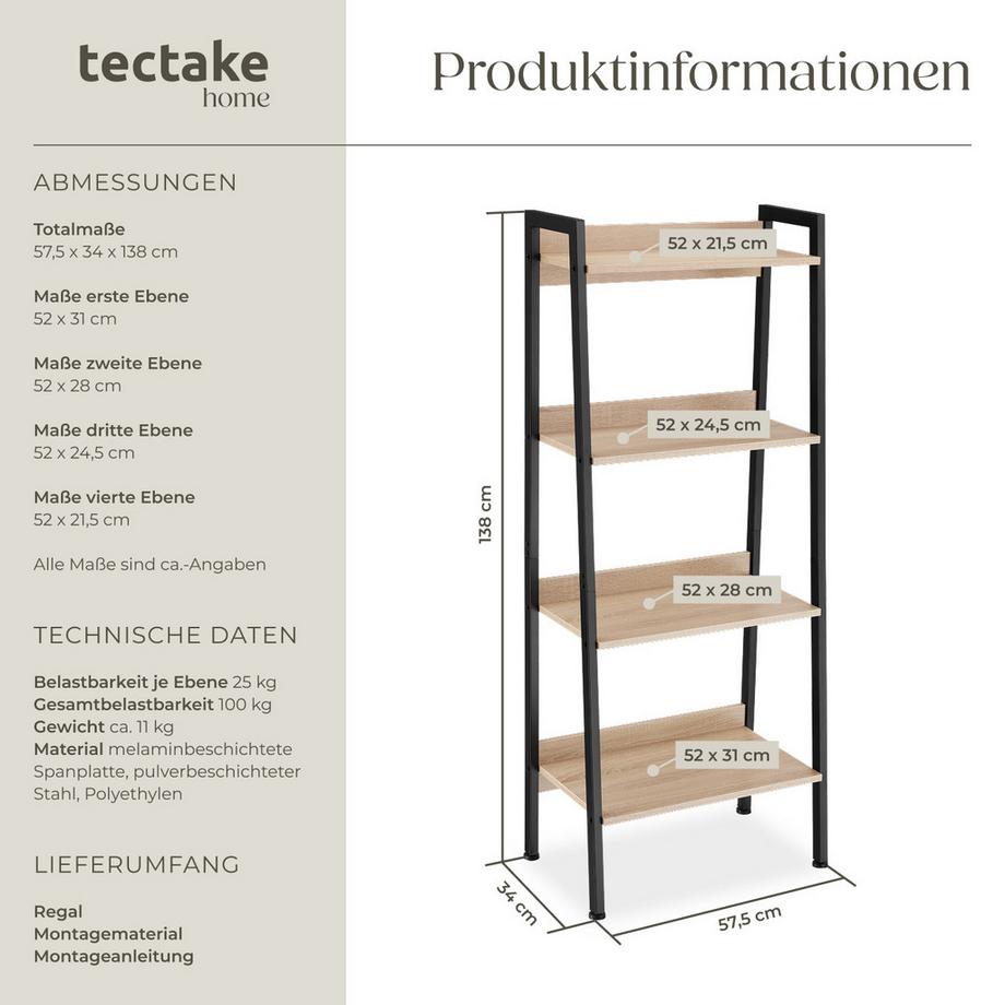 Tectake Étagère CHATHAM Style industriel  