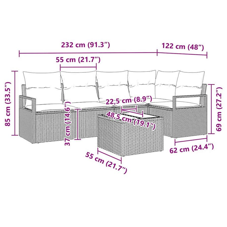 VidaXL Canapé d’extérieur poly rattan  