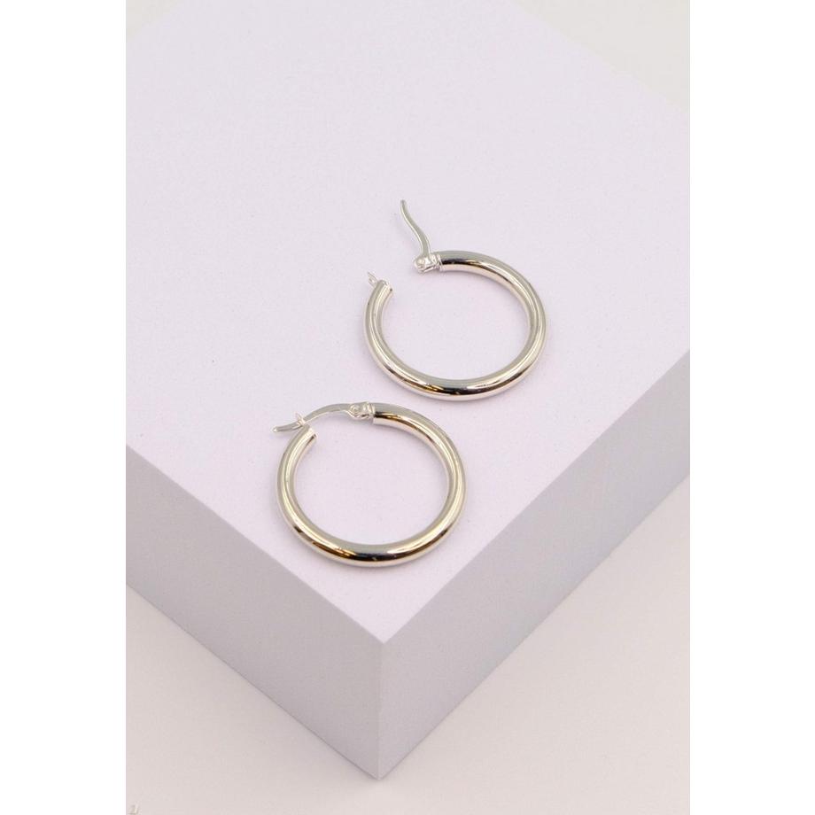 MUAU Schmuck  Créoles or blanc 750, 29mm 